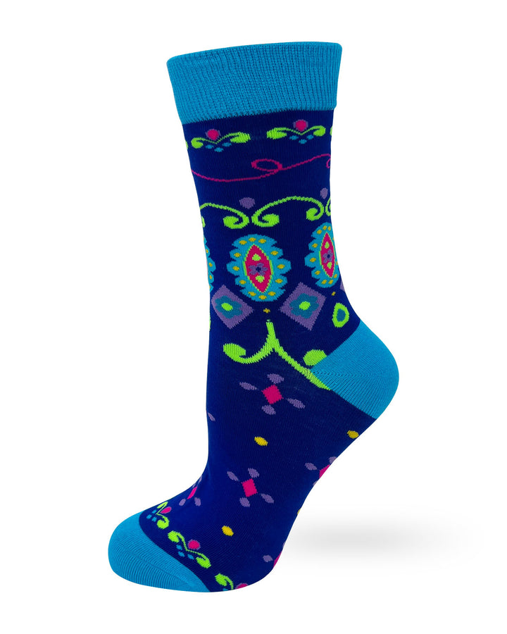 Navy and blue grateful women's crew socks