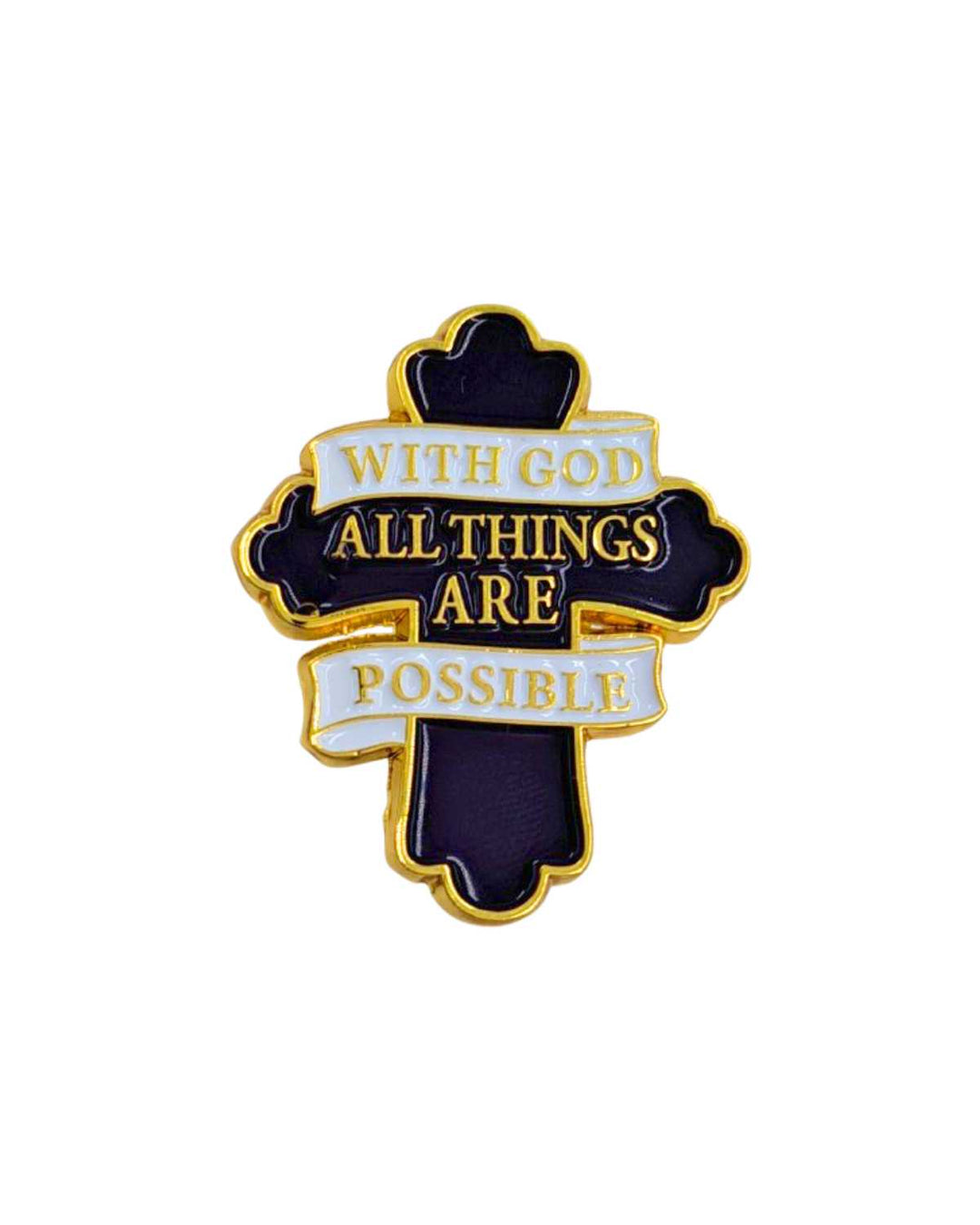 With God All Things Are Possible Inspirational Enamel Pin with Metal Frame