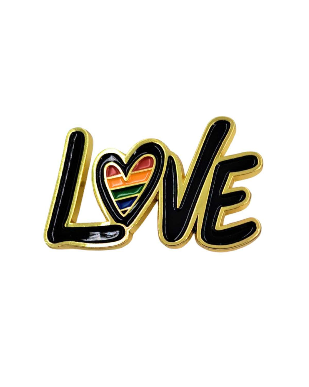 Love with Rainbow Enamel Pin with Metal Frame