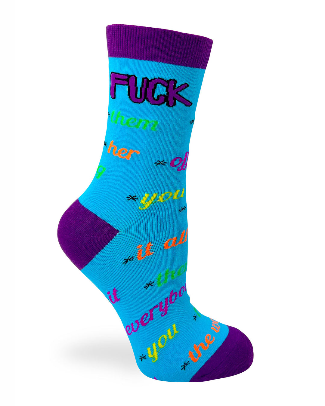 Novelty socks with profanity words