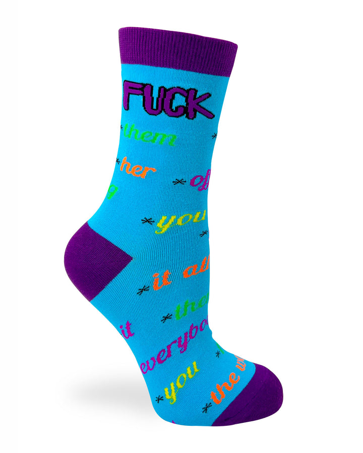Novelty socks with profanity words