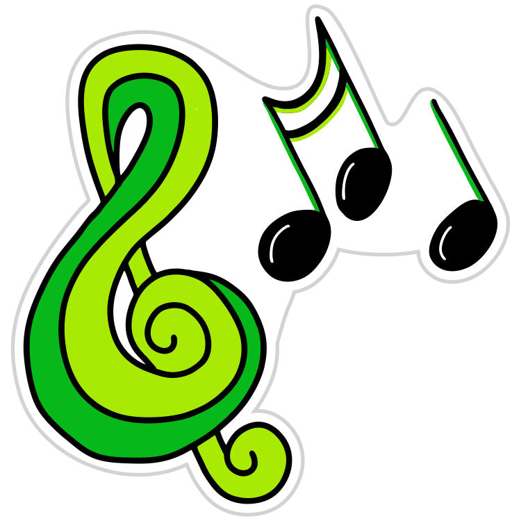 Groovy Green Treble Clef With Musical Notes Sticker