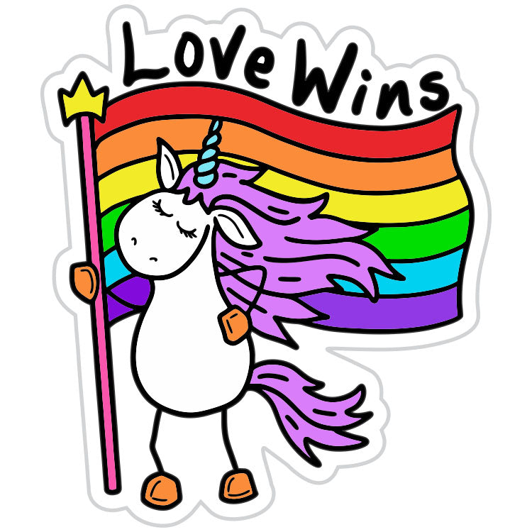 Love Wins Unicorn Flag Gay Pride Sticker - fabdaz – FabDaz