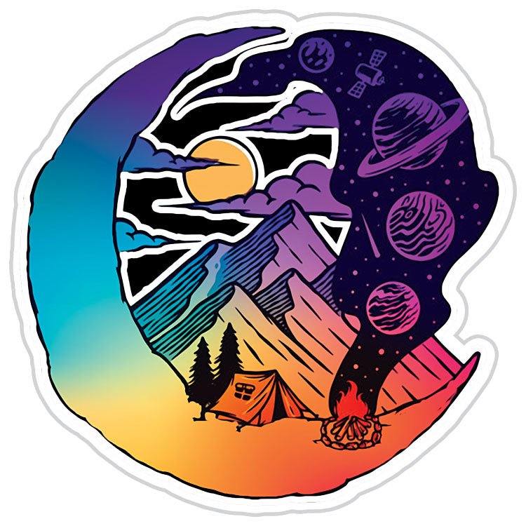 Outdoor Adventure Campsite Moon Sticker