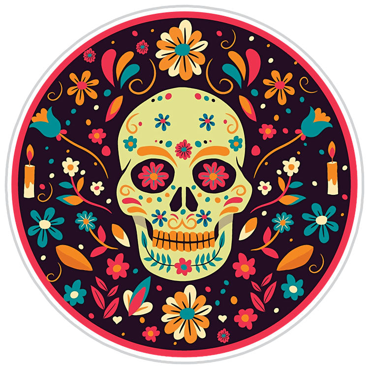 Round Sugar Skull Sticker