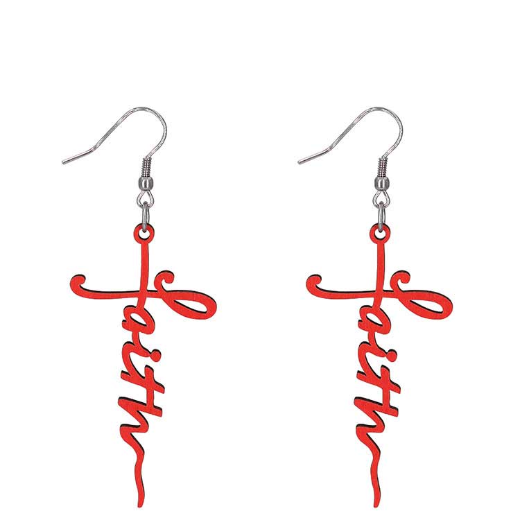 Religious Wood Earrings Fabdaz