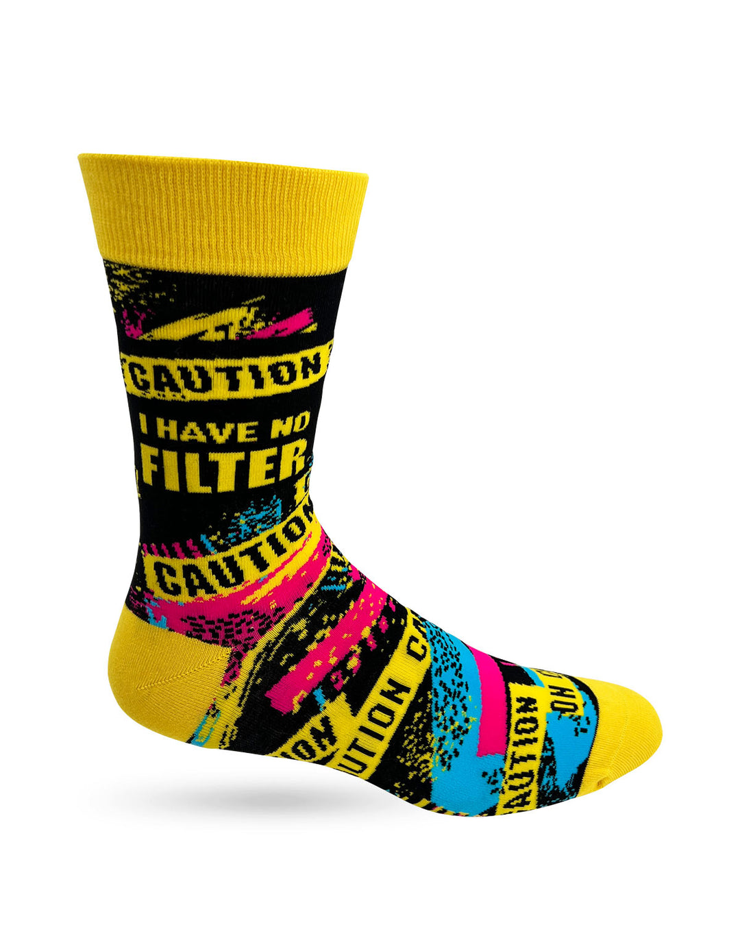 Caution I Have No Filter Men's Novelty Crew Socks