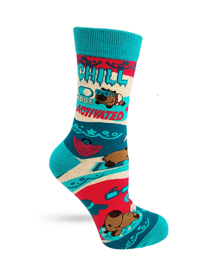 Chill Mode Activated Capybara Women's Crew Socks