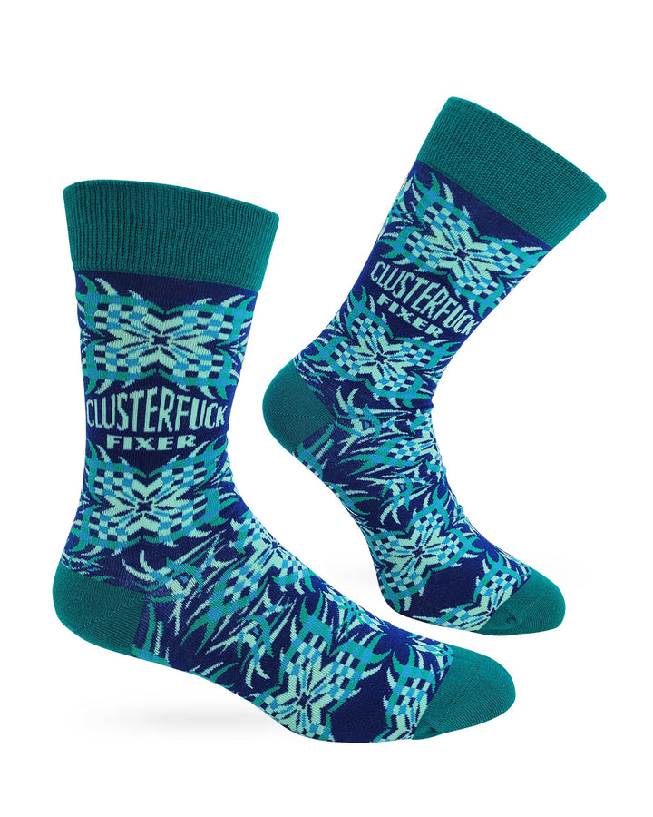 Clusterfuck Fixer Funny Men's Novelty Crew Socks