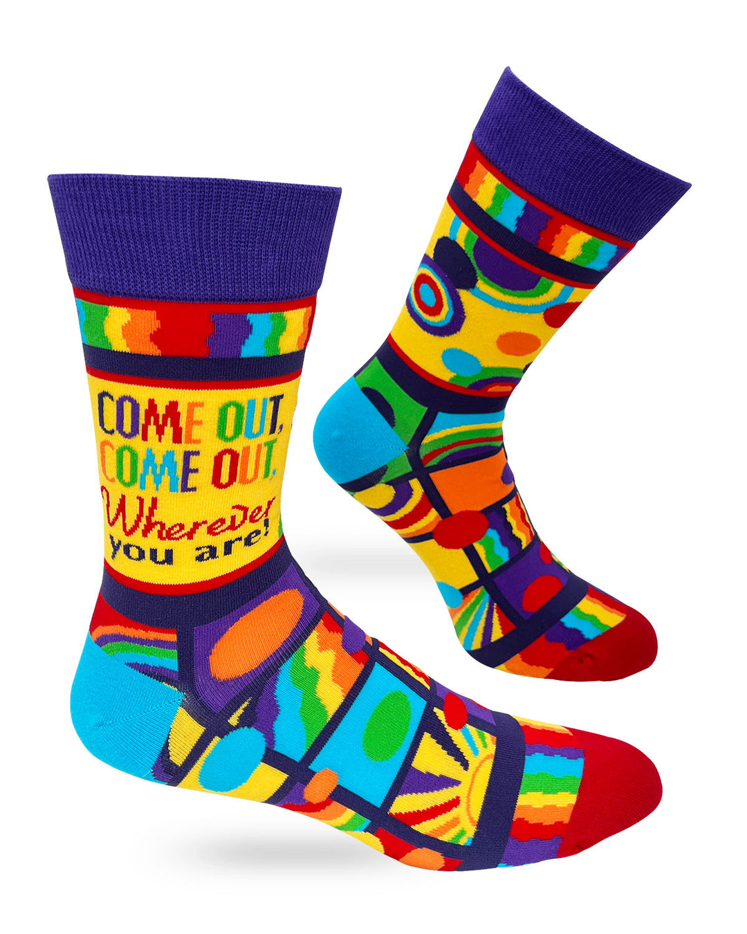 Come Out, Come Out, Wherever You Are Men's Size Novelty Crew Socks