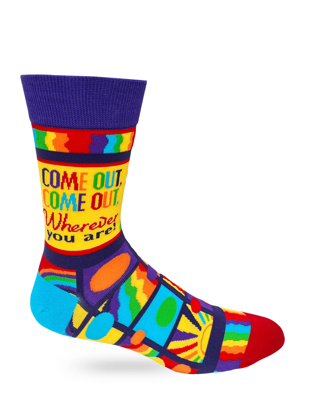 Come Out, Come Out, Wherever You Are Men's Size Novelty Crew Socks