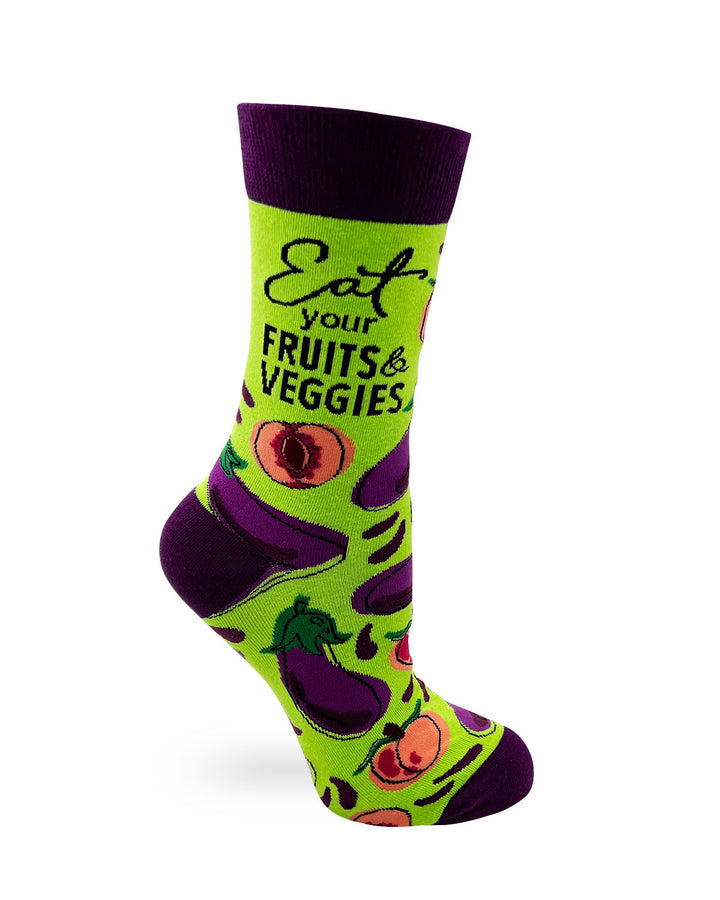 Eat Your Fruits and Veggies Funny Women's' Novelty Crew Socks