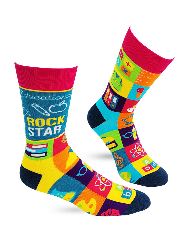 Educational Rock Star Men's Novelty Crew Socks