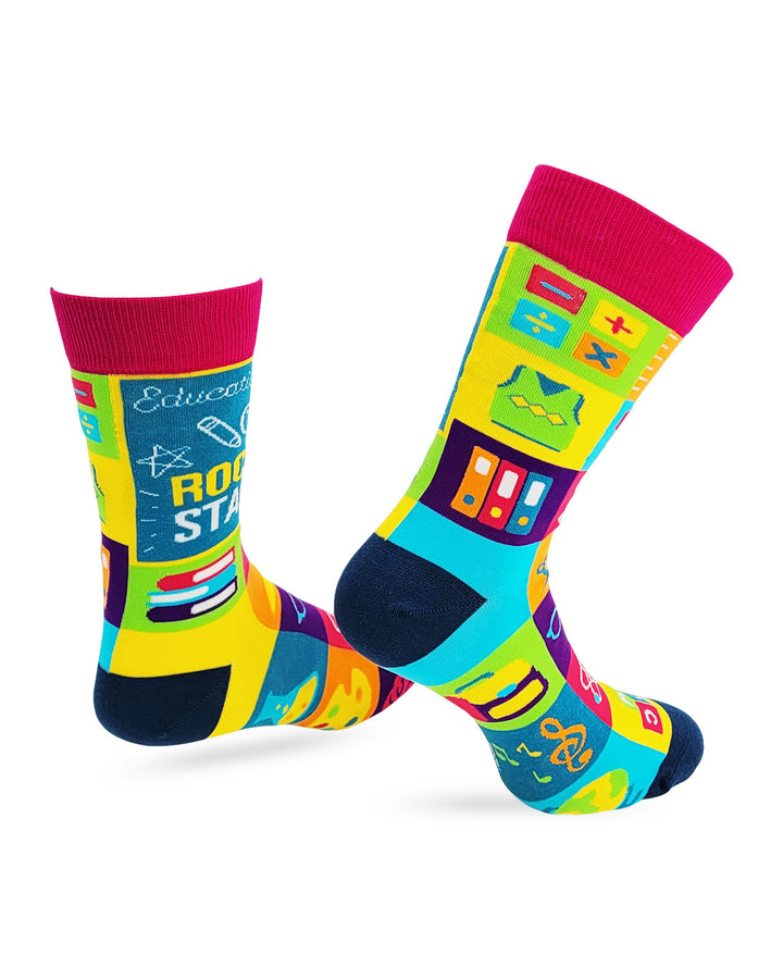 Educational Rock Star Men's Novelty Crew Socks