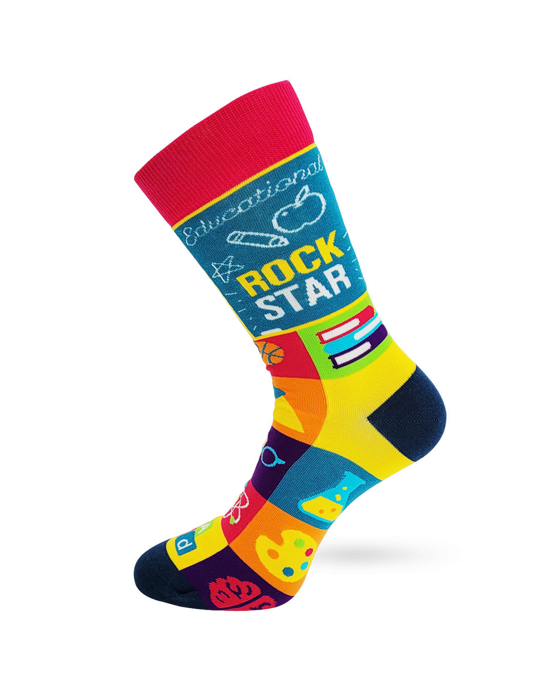 Educational Rock Star Men's Novelty Crew Socks