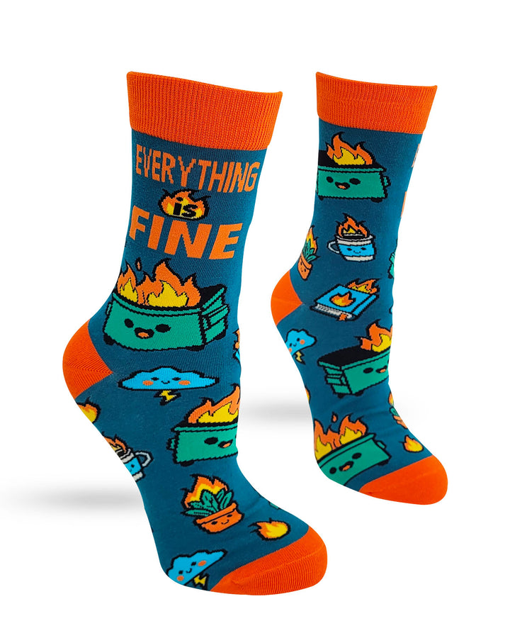 Everything Is Fine Dumpster Fire Women's Crew Socks