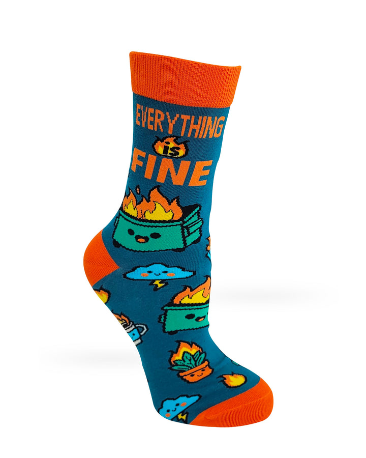 Everything Is Fine Dumpster Fire Women's Crew Socks