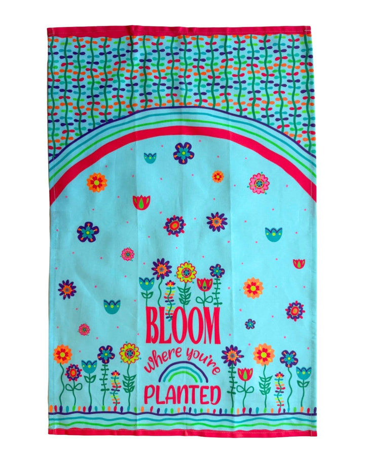 Bloom Where You're Planted Colorful Cotton Kitchen Towel
