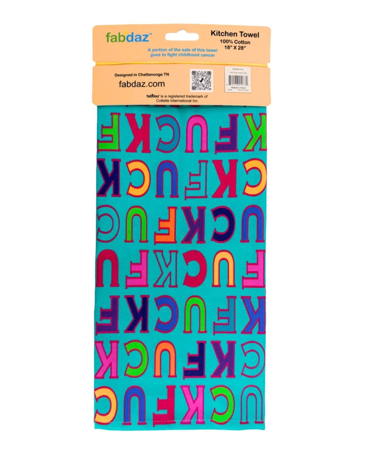 FUCK Repeated in Colorful Letters Cotton Kitchen Towel