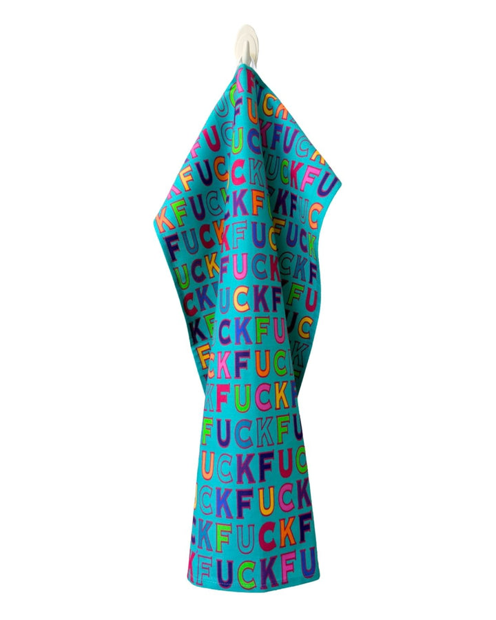 FUCK Repeated in Colorful Letters Cotton Kitchen Towel