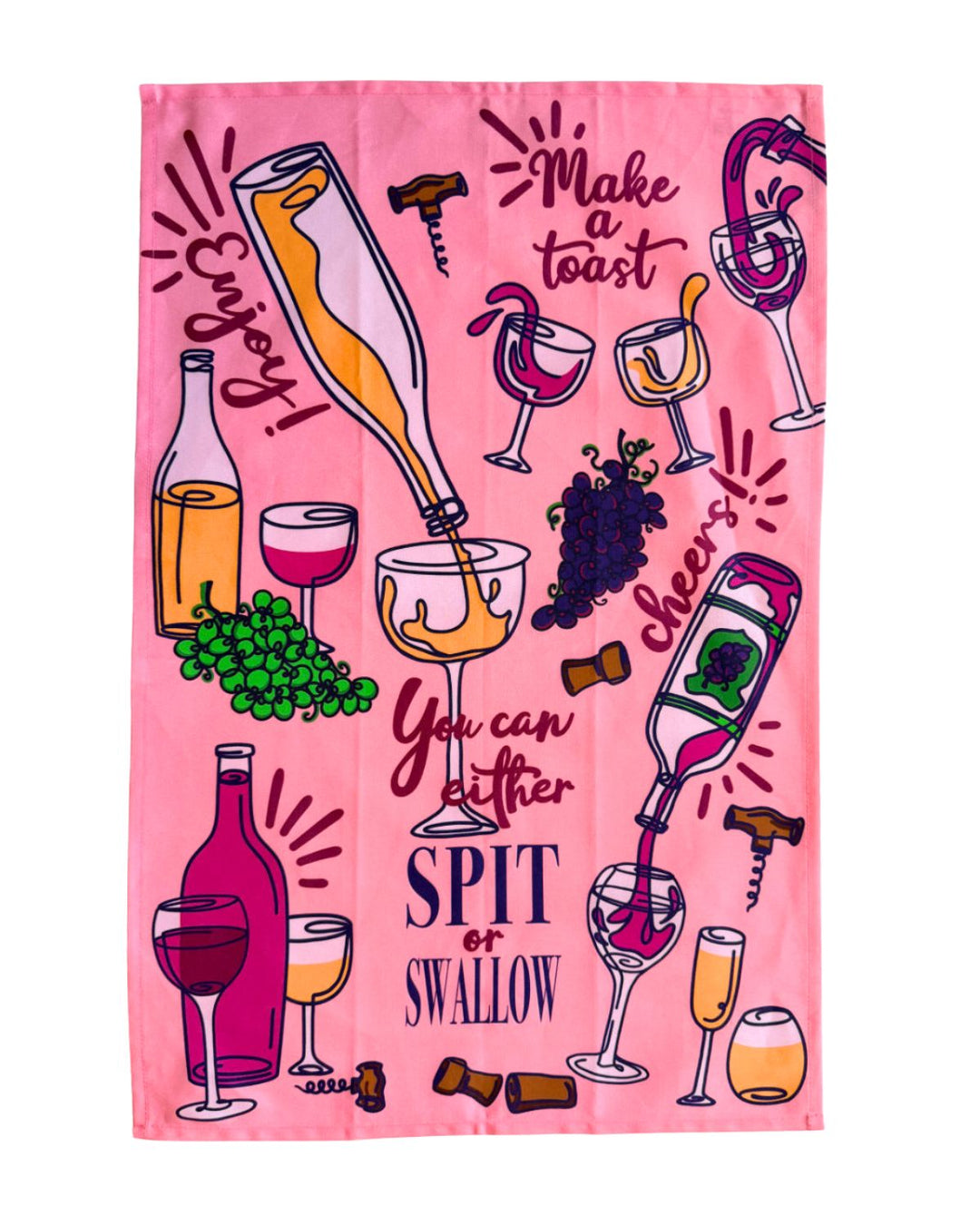 You Can Either Spit or Swallow Wine Theme Cotton Kitchen Towel
