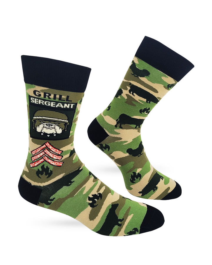 Grill Sergeant - Cookout Grilling BBQ Men's Novelty Crew Socks
