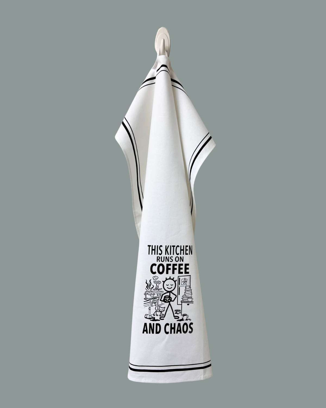“This Kitchen Runs on Coffee and Chaos” - Hey Now™ Cotton Kitchen Towel
