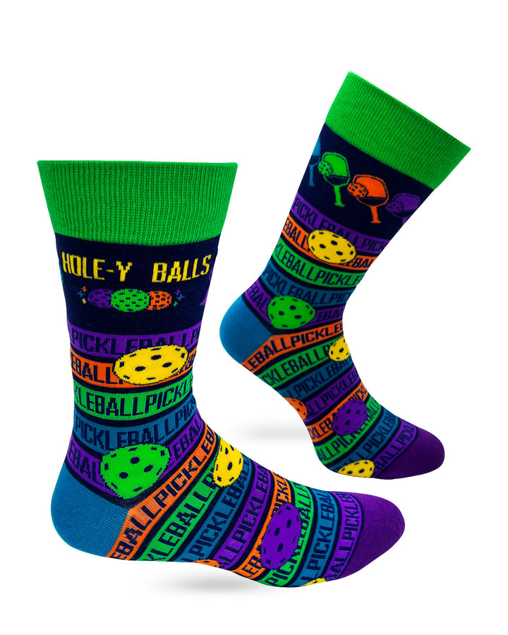 Hole-y Balls Men's Pickleball Novelty Crew Socks