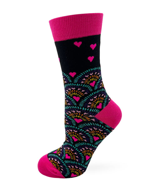 I Fucking Love You Women's Crew Socks with Pink Hearts