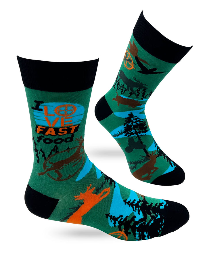 I Love Fast Food Men's Novelty Crew Socks