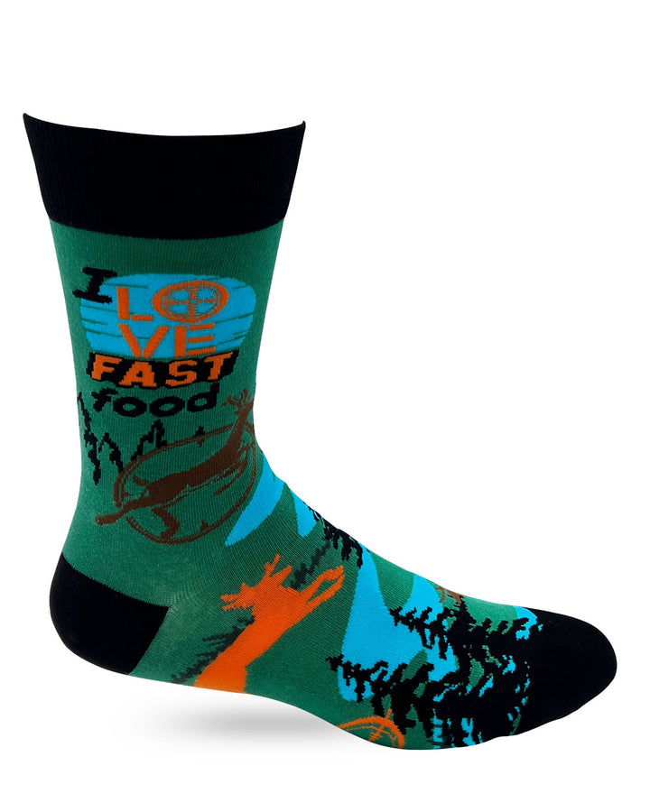 I Love Fast Food Men's Novelty Crew Socks