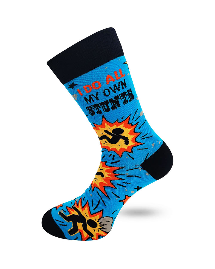 I Do All My Own Stunts Men's Novelty Crew Socks