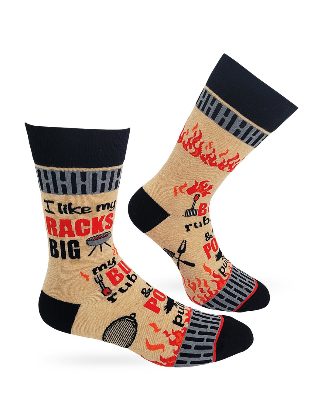 I Like My Racks Big... Men's Novelty BBQ Crew Socks