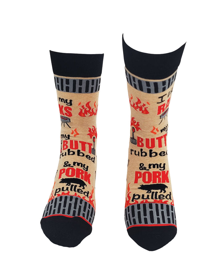 I Like My Racks Big... Men's Novelty BBQ Crew Socks