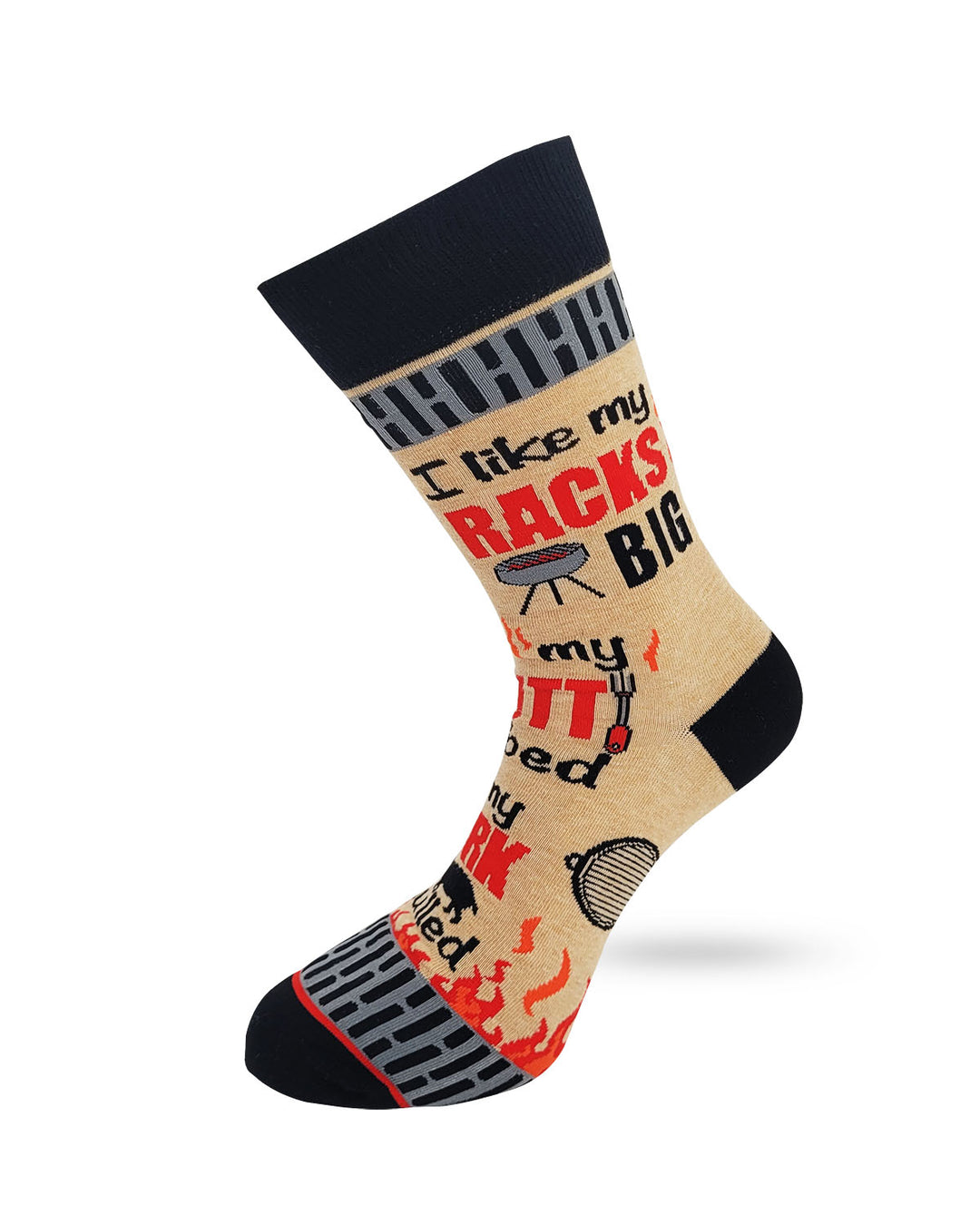 I Like My Racks Big... Men's Novelty BBQ Crew Socks