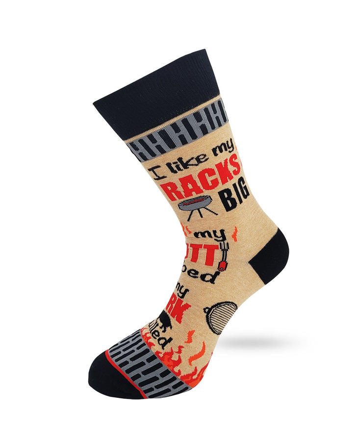 I Like My Racks Big... Men's Novelty BBQ Crew Socks