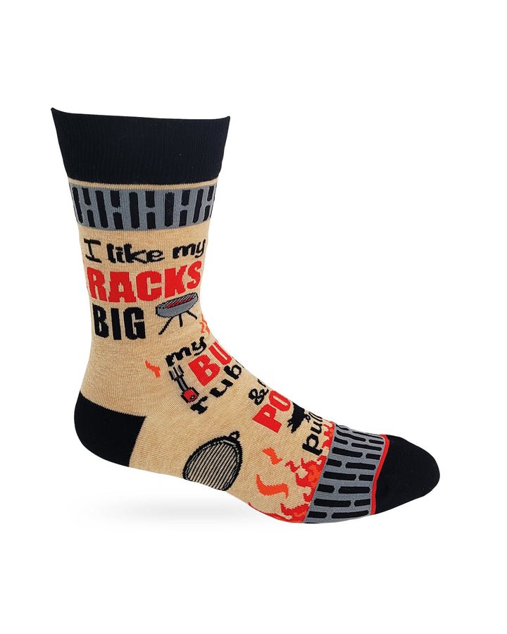 I Like My Racks Big... Men's Novelty BBQ Crew Socks