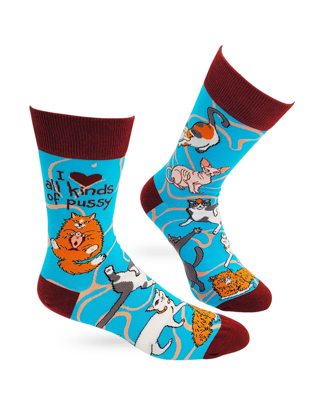 I Love All Kinds of Pussy Men's Novelty Crew Socks