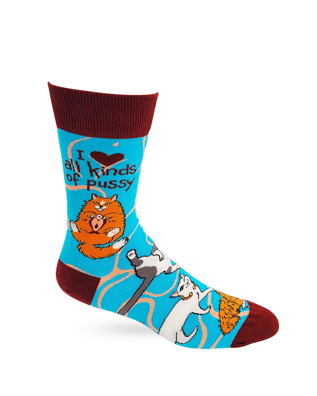 I Love All Kinds of Pussy Men's Novelty Crew Socks