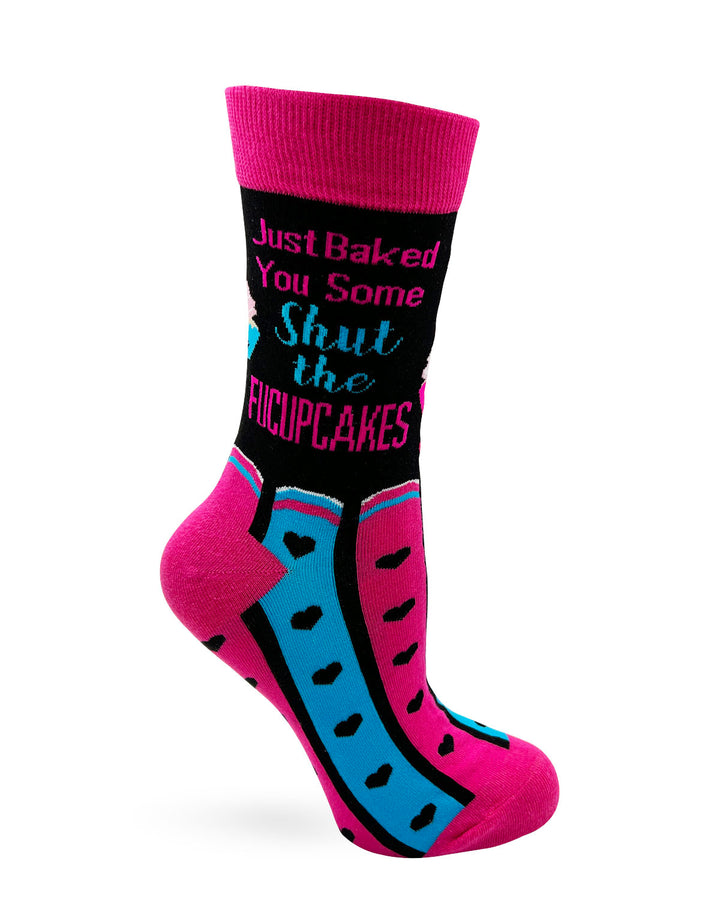 Just Baked You Some Shut the Fucupcakes Sassy Ladies' Novelty Crew Socks