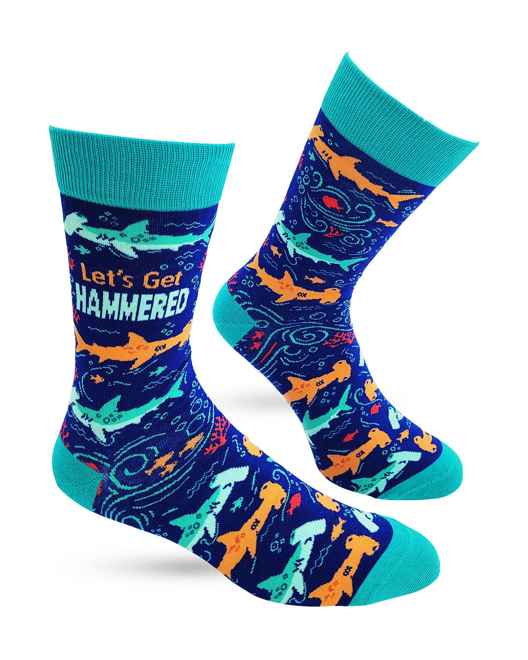 Let's Get Hammered Hammerhead Shark Men's Novelty Crew Socks