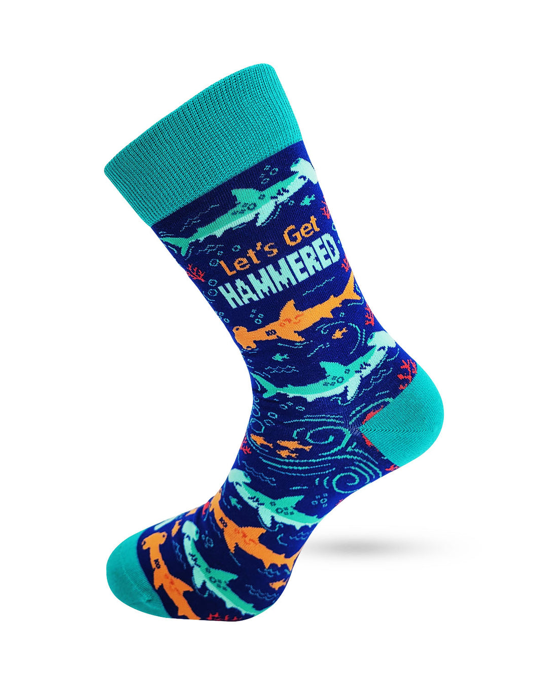 Let's Get Hammered Hammerhead Shark Men's Novelty Crew Socks