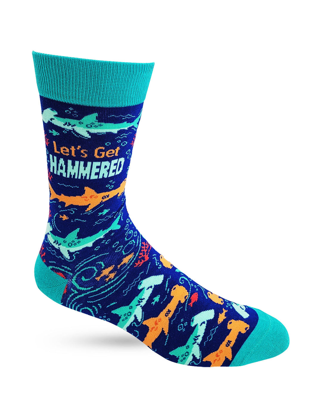 Let's Get Hammered Hammerhead Shark Men's Novelty Crew Socks