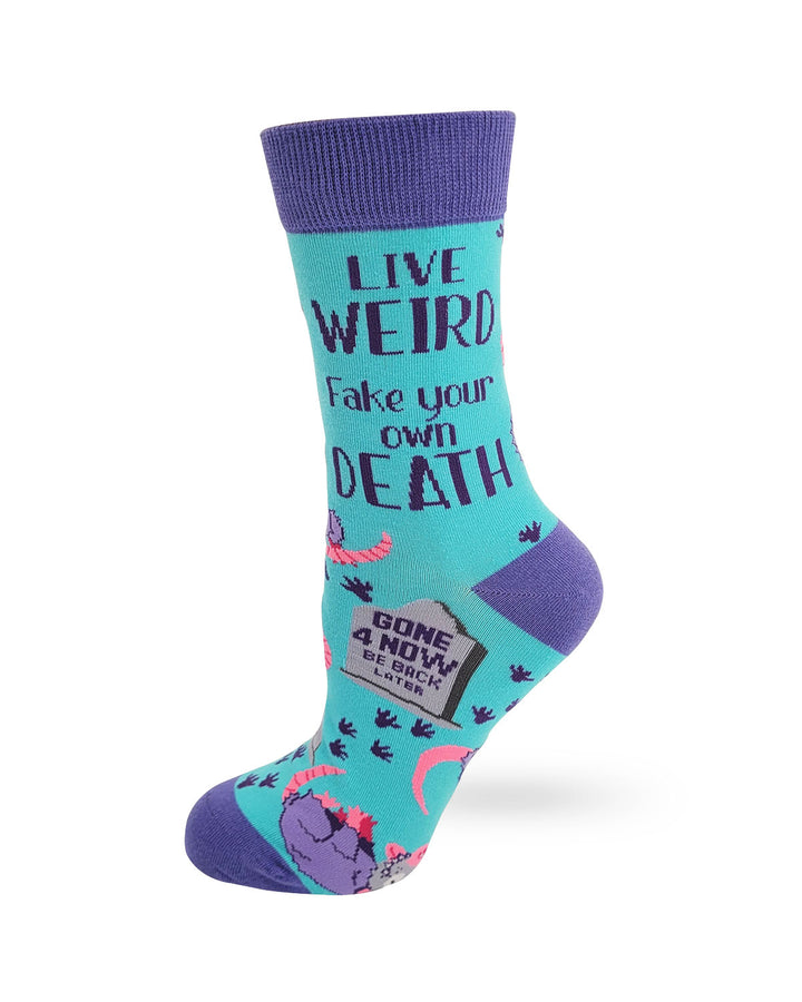 Live Weird, Fake Your Own Death Possum Women's Crew Socks
