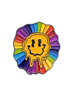 Melting Smiley Face Rainbow Soft Enamel Pin