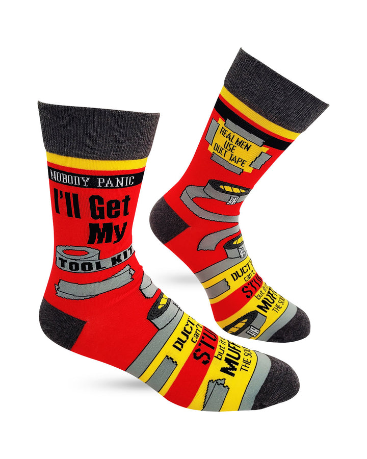 Nobody Panic I'll Get My Tool Kit Men's Novelty Crew Socks