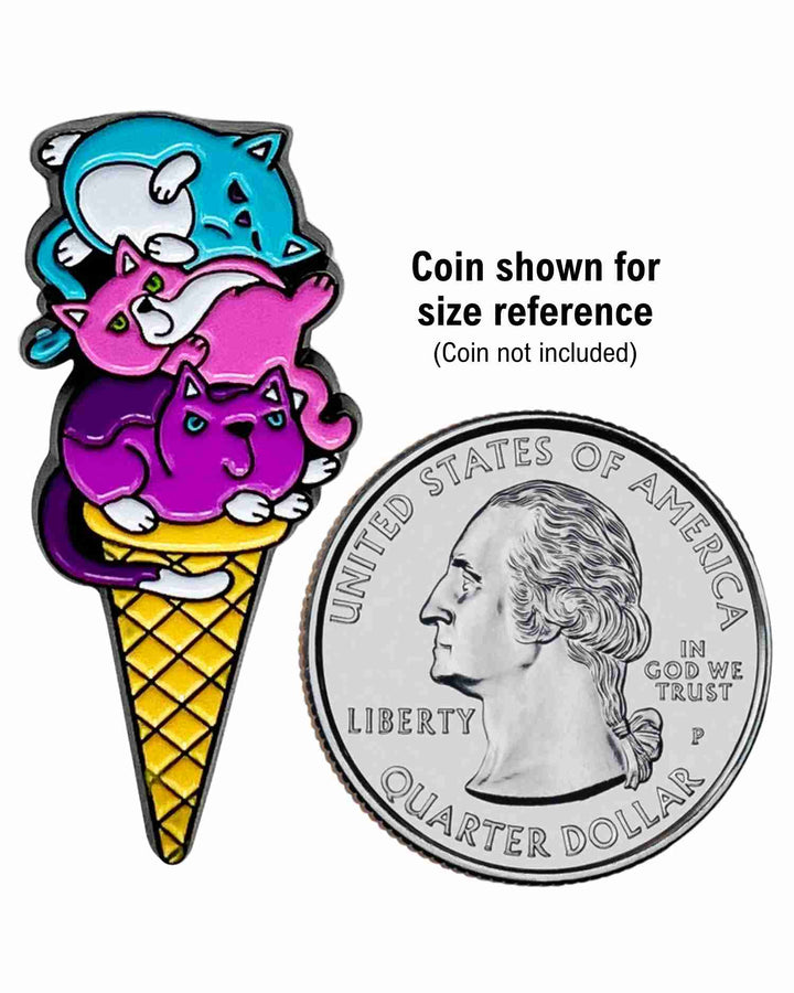 Ice Cream Cats Enamel Pin with Metal Frame