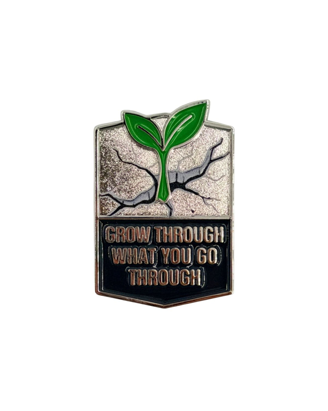 Grow Through What You Go Through Enamel Pin with Metal Frame