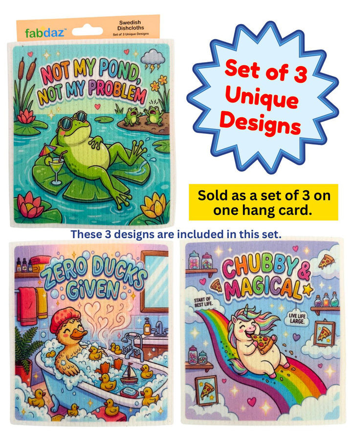 Fun Animals - Set of 3 - Swedish Dishcloths