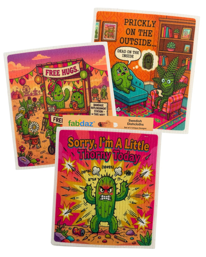 Funny Cactus - Set of 3 - Swedish Dishcloths
